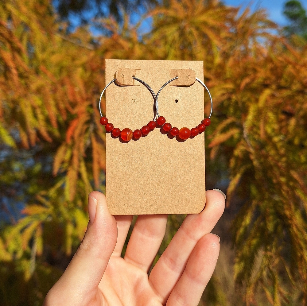 Carnelian Hoop Earrings ~ Handcrafted Jewelry